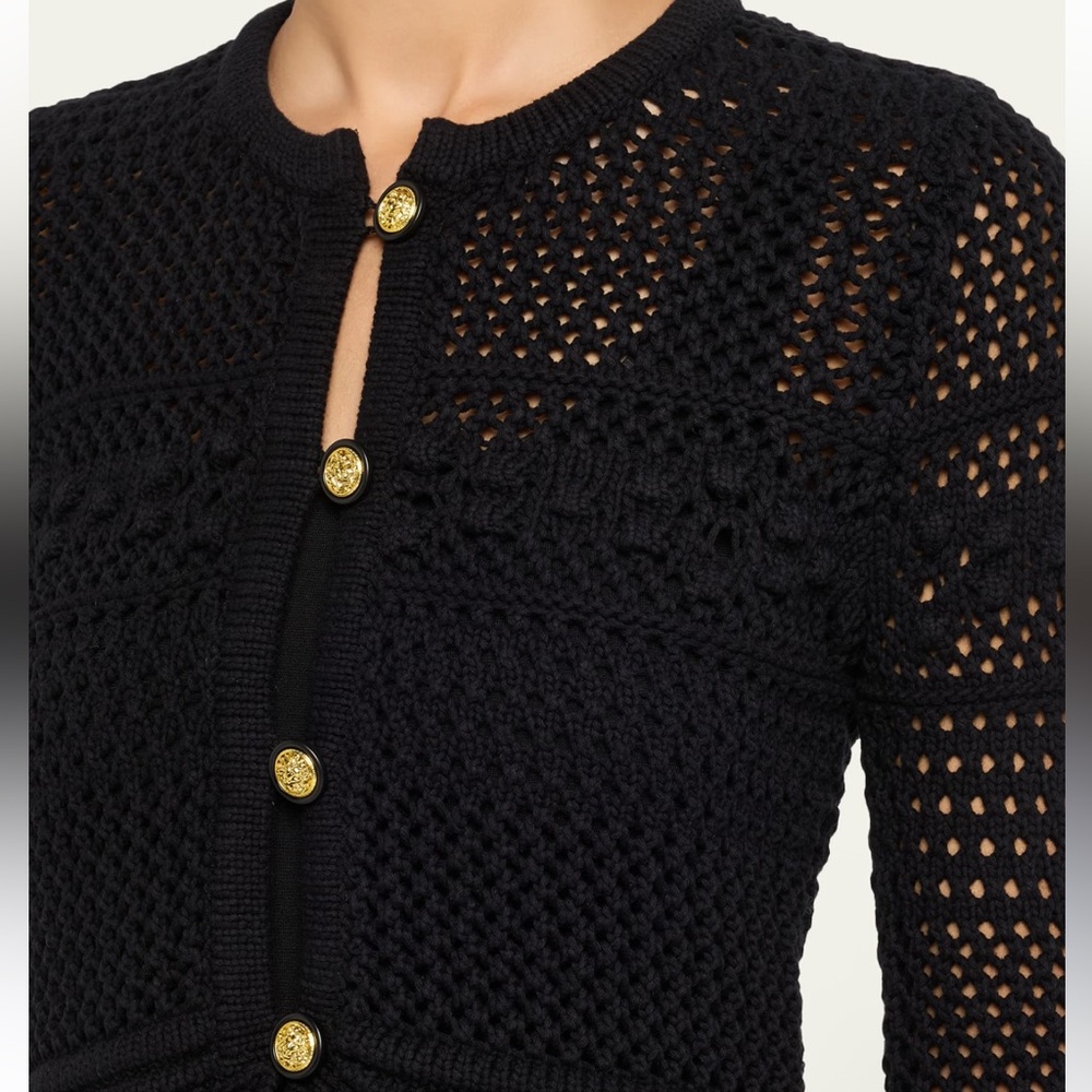 L'Agence Kiva Black Crochet Cardigan NWOT - Picture 3 of 10